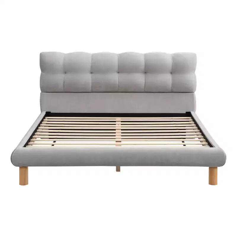 Christopher Knight Home Ansha Modern Chenille Upholstered Platform Bed with Rubberwood Frame and Headboard
