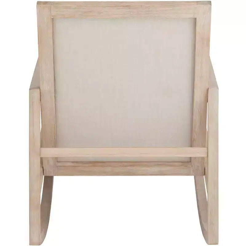 Sedia a dondolo moderna in crema chiaro e legno lavato