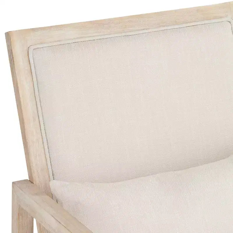 Sedia a dondolo moderna in crema chiaro e legno lavato