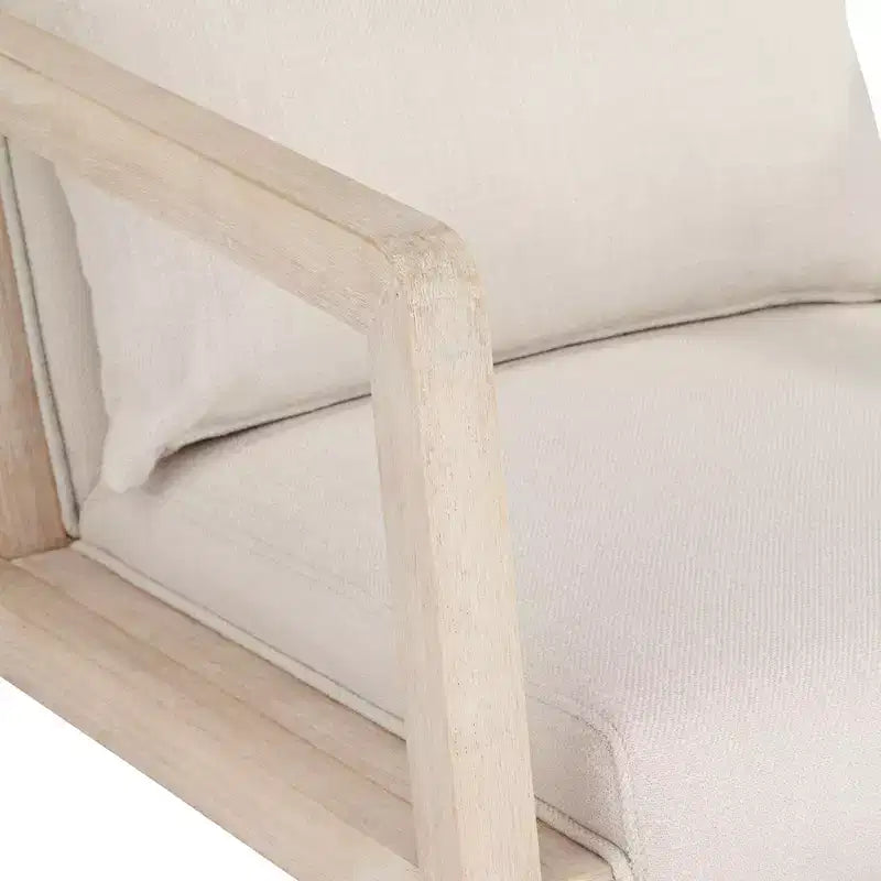 Sedia a dondolo moderna in crema chiaro e legno lavato