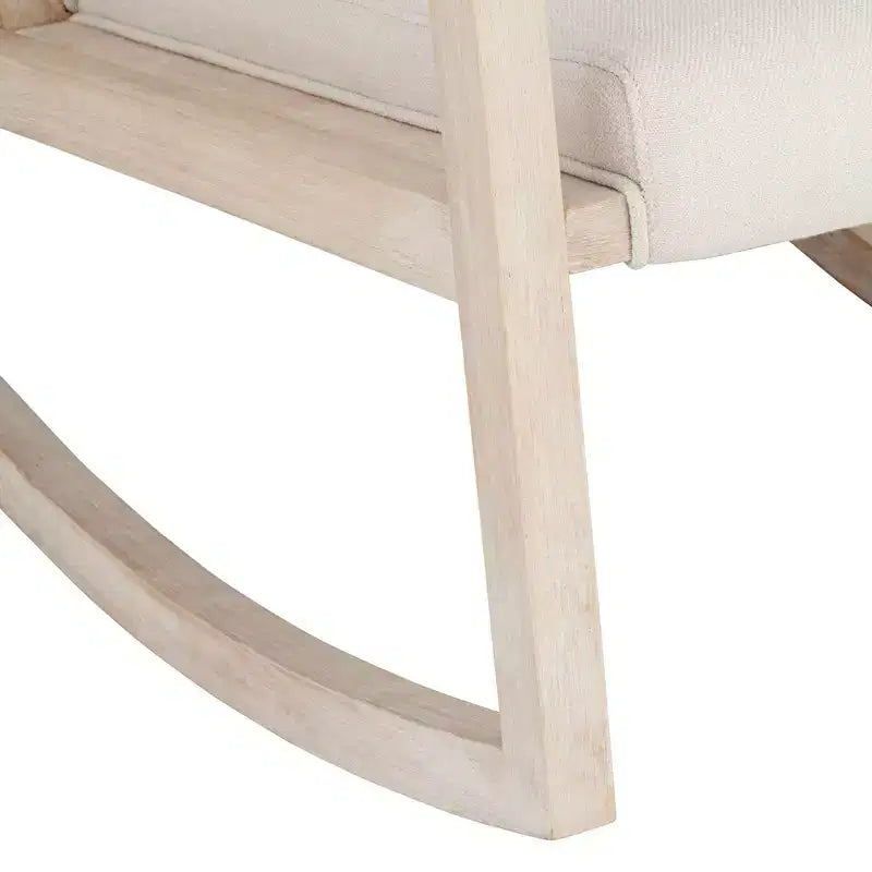 Sedia a dondolo moderna in crema chiaro e legno lavato
