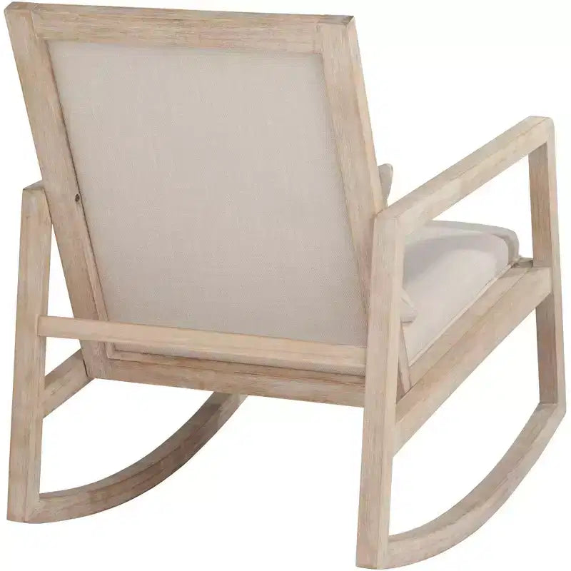 Sedia a dondolo moderna in crema chiaro e legno lavato