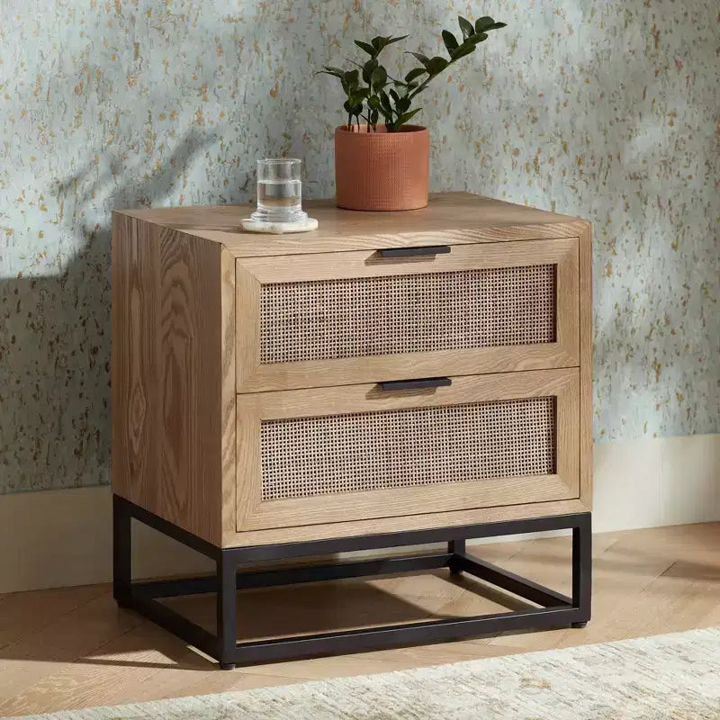 21 3/4" Wide Natural Wood 2-Drawer Cabinet