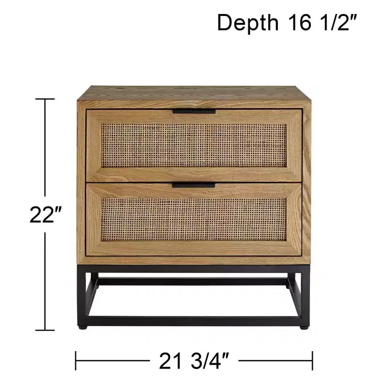 21 3/4" Wide Natural Wood 2-Drawer Cabinet