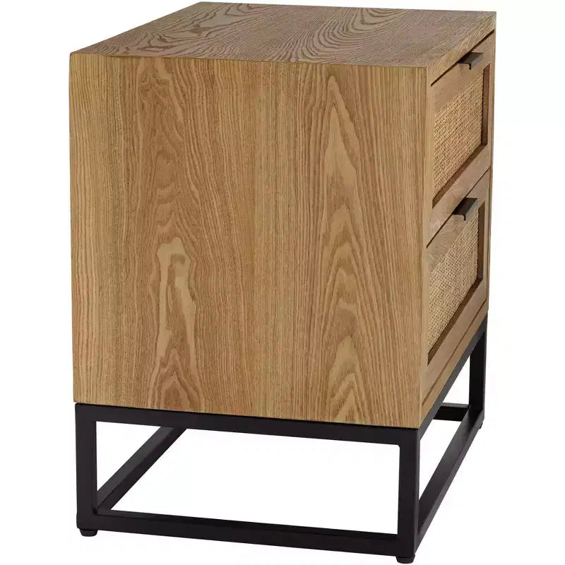 Mobiletto in legno naturale a 2 cassetti, largo 21 3/4"