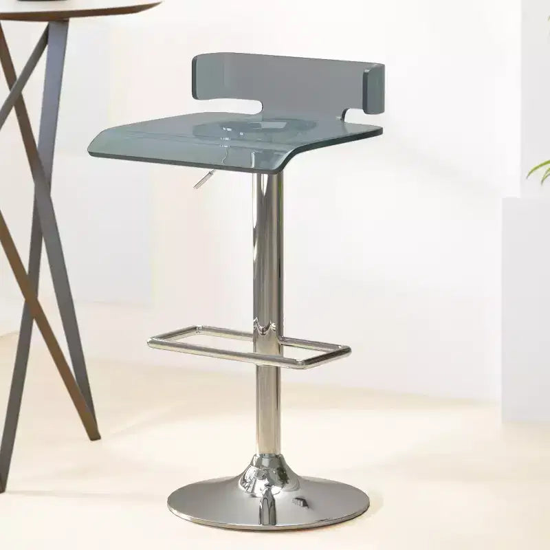 Acrylic Adjustable Stool with Swivel in Gray and Chrome