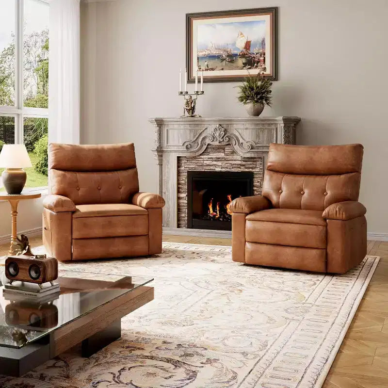 27 Poltrona reclinabile manuale oversize, classica in pelle con supporto lombare e braccioli, seduta per home theater per soggiorno e camera da letto