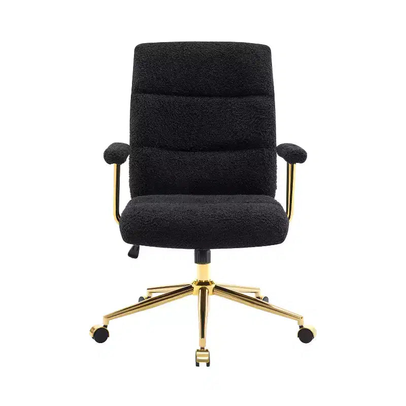 Modern Textured Boucle Fabric Home Office Chair with Gold Leg, Height Adjustable Swivel Task Chairs for Office, Study
