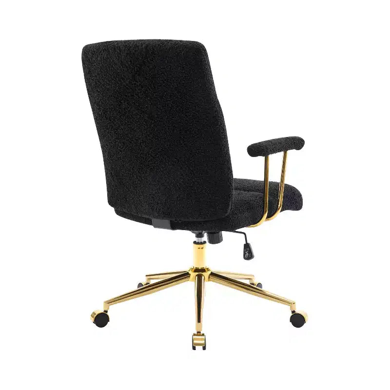Modern Textured Boucle Fabric Home Office Chair with Gold Leg, Height Adjustable Swivel Task Chairs for Office, Study