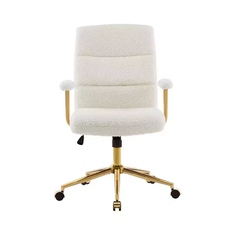 Modern Textured Boucle Fabric Home Office Chair with Gold Leg, Height Adjustable Swivel Task Chairs for Office, Study