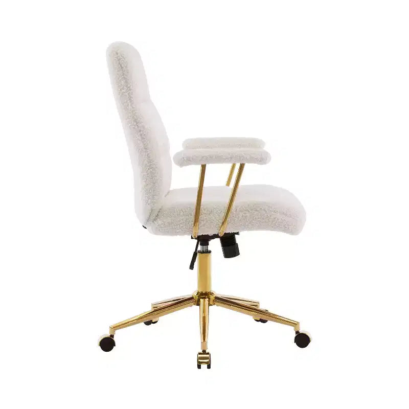 Modern Textured Boucle Fabric Home Office Chair with Gold Leg, Height Adjustable Swivel Task Chairs for Office, Study