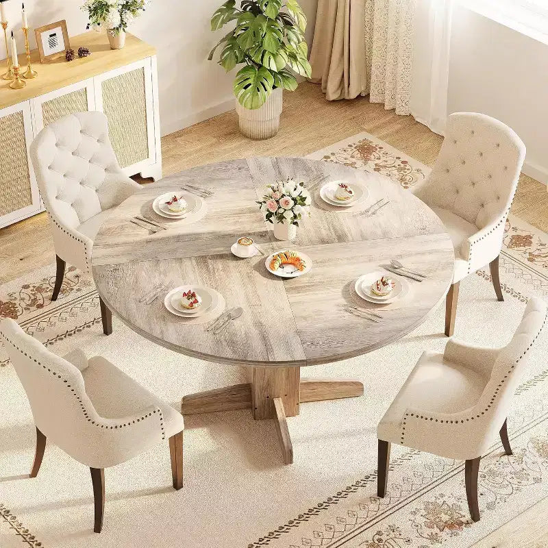 Tavolo da pranzo rotondo nero da 120 cm per 4-6 persone, stile rustico, base robusta a piedistallo, ideale per soggiorno, appartamento, sala da pranzo
