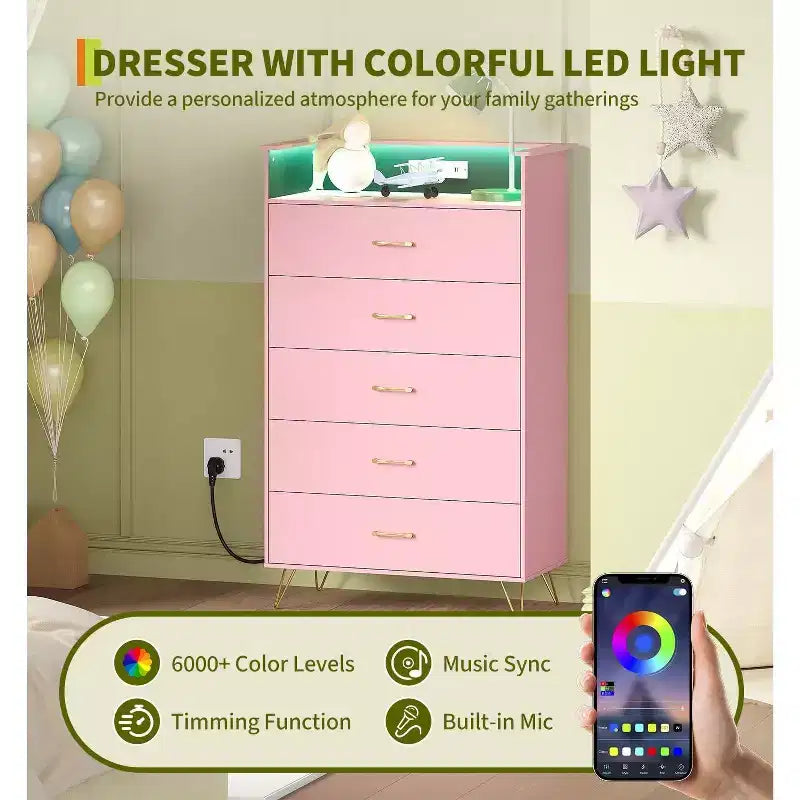 Cassettiera alta a 5 cassetti, cassettiera moderna bianca con cassetti silenziosi, organizer contenitore resistente all'acqua per camera da letto, armadio, corridoio