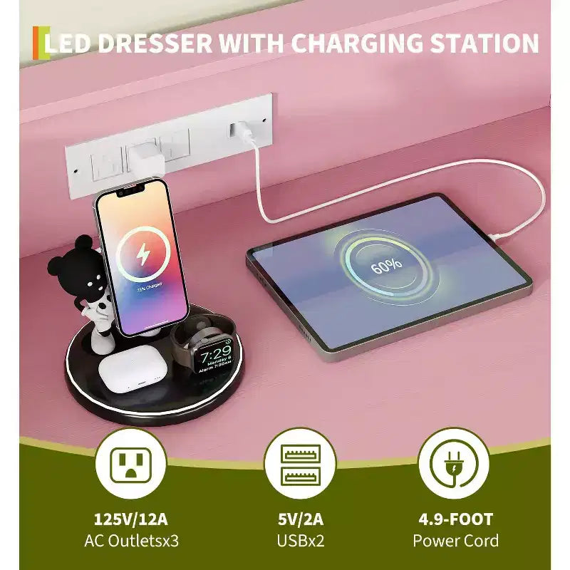 Cassettiera alta a 5 cassetti, cassettiera moderna bianca con cassetti silenziosi, organizer contenitore resistente all'acqua per camera da letto, armadio, corridoio