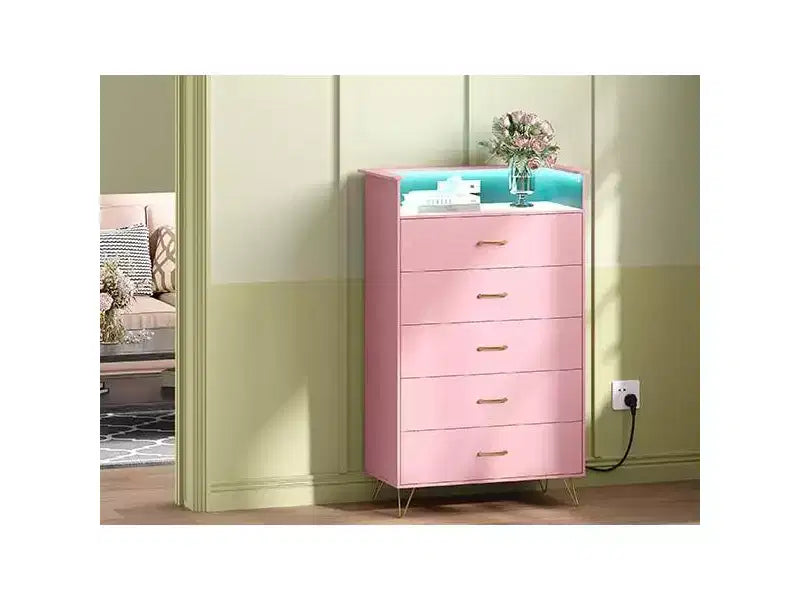 Cassettiera alta a 5 cassetti, cassettiera moderna bianca con cassetti silenziosi, organizer contenitore resistente all'acqua per camera da letto, armadio, corridoio