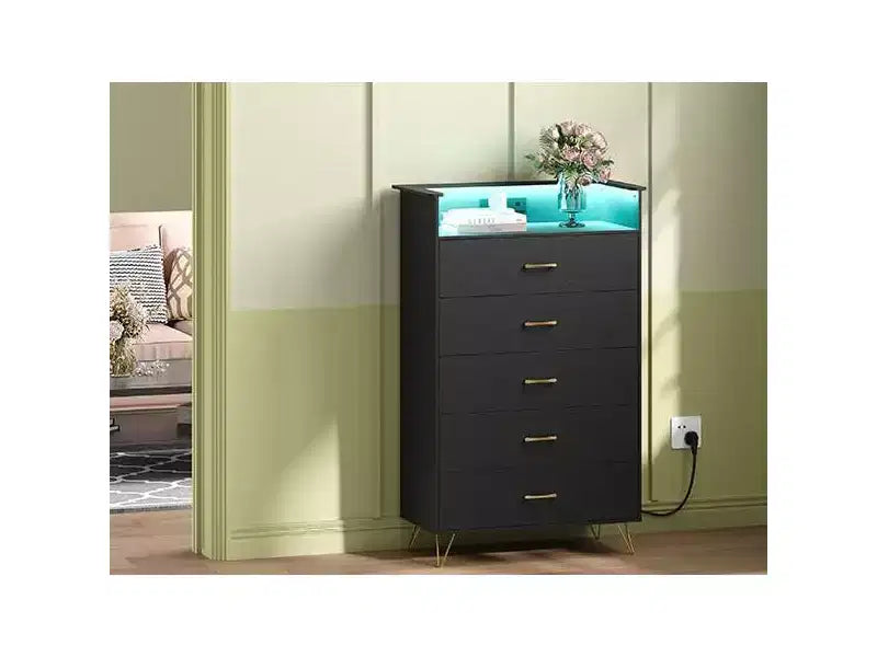 Cassettiera alta a 5 cassetti, cassettiera moderna bianca con cassetti silenziosi, organizer contenitore resistente all'acqua per camera da letto, armadio, corridoio