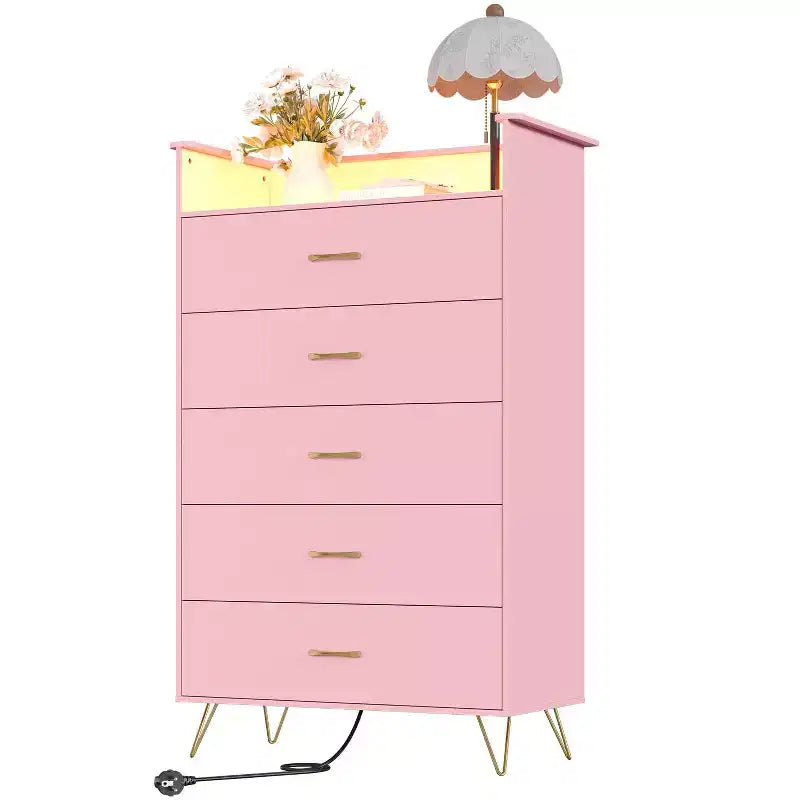 5 Drawer Tall Dresser, Modern White Chest with Silent Drawers, Water-Resistant Storage Organizer for Bedroom, Closet, Hallway