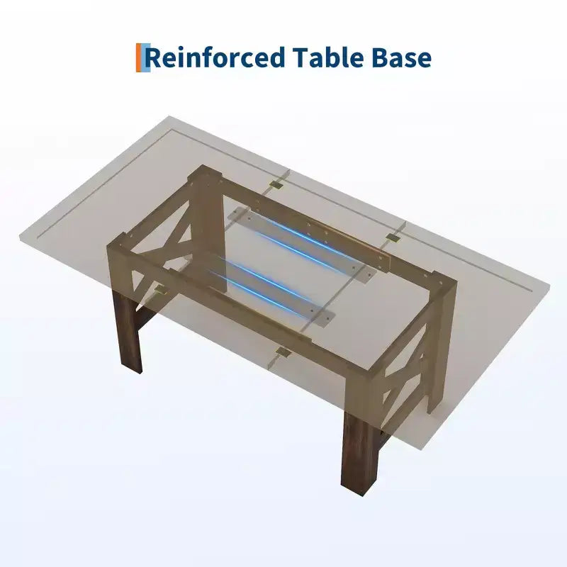 71" Rustic Dining Table, Farmhouse Rectangular Wooden Kitchen Table for 6-8, Thick Rectangle Tabletop, Heavy-Duty Base
