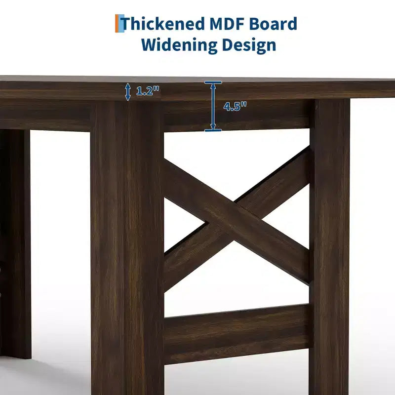 71" Rustic Dining Table, Farmhouse Rectangular Wooden Kitchen Table for 6-8, Thick Rectangle Tabletop, Heavy-Duty Base