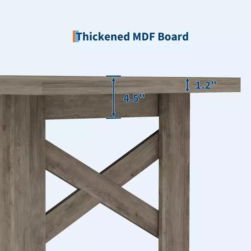 71" Rustic Dining Table, Farmhouse Rectangular Wooden Kitchen Table for 6-8, Thick Rectangle Tabletop, Heavy-Duty Base