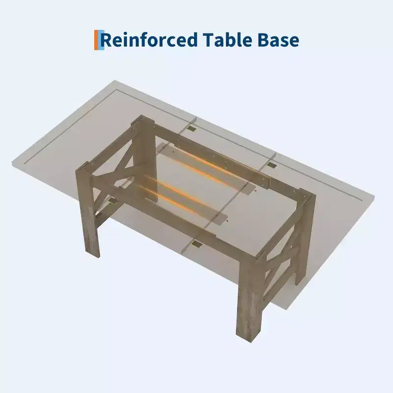 71" Rustic Dining Table, Farmhouse Rectangular Wooden Kitchen Table for 6-8, Thick Rectangle Tabletop, Heavy-Duty Base