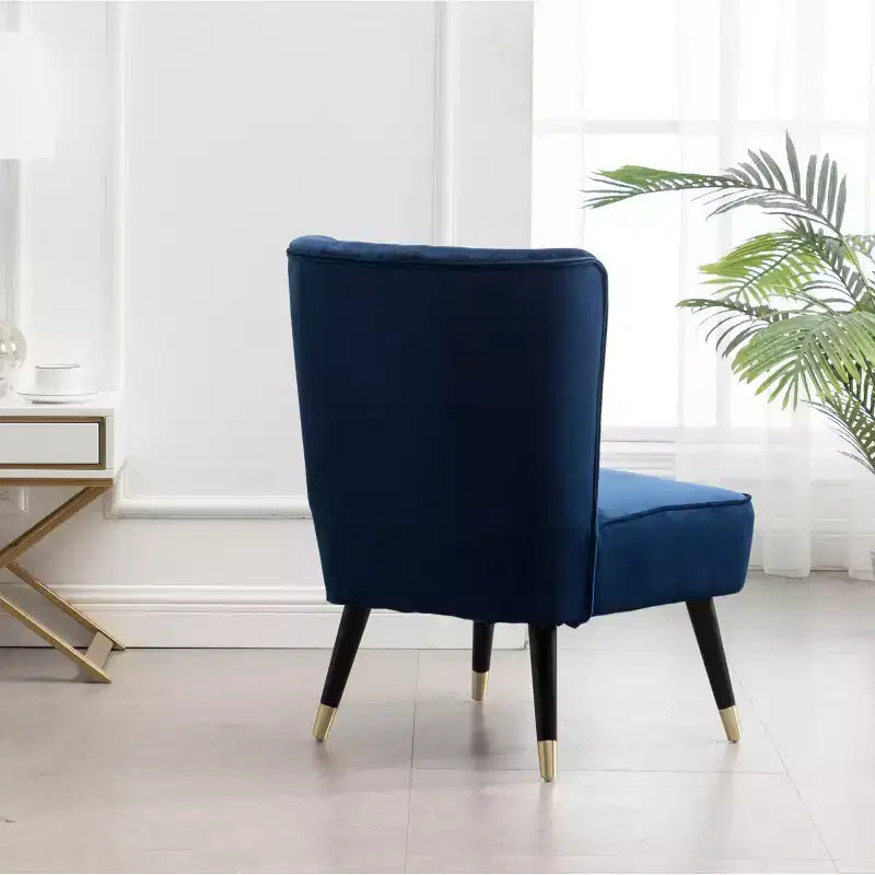 Velvet Accent Chair, Upholstered Chair with Lined Stitching, Rubberwood Legs, Thick Foam Padded Seat, Lounge Chair for Living Room, Bedroom