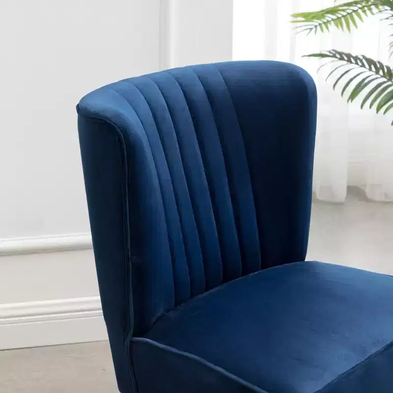 Velvet Accent Chair, Upholstered Chair with Lined Stitching, Rubberwood Legs, Thick Foam Padded Seat, Lounge Chair for Living Room, Bedroom