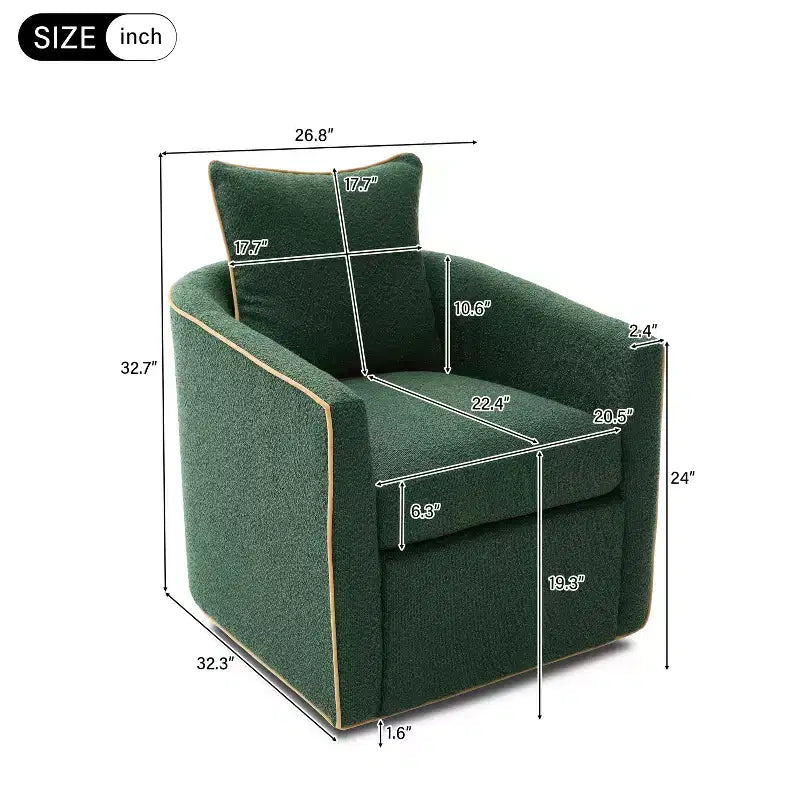 Poltrona moderna girevole a 360° rivestita in tessuto Bouclé con base in ferro