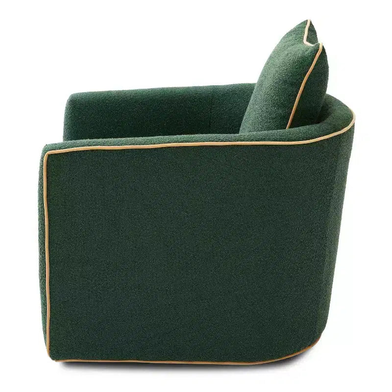 Poltrona moderna girevole a 360° rivestita in tessuto Bouclé con base in ferro