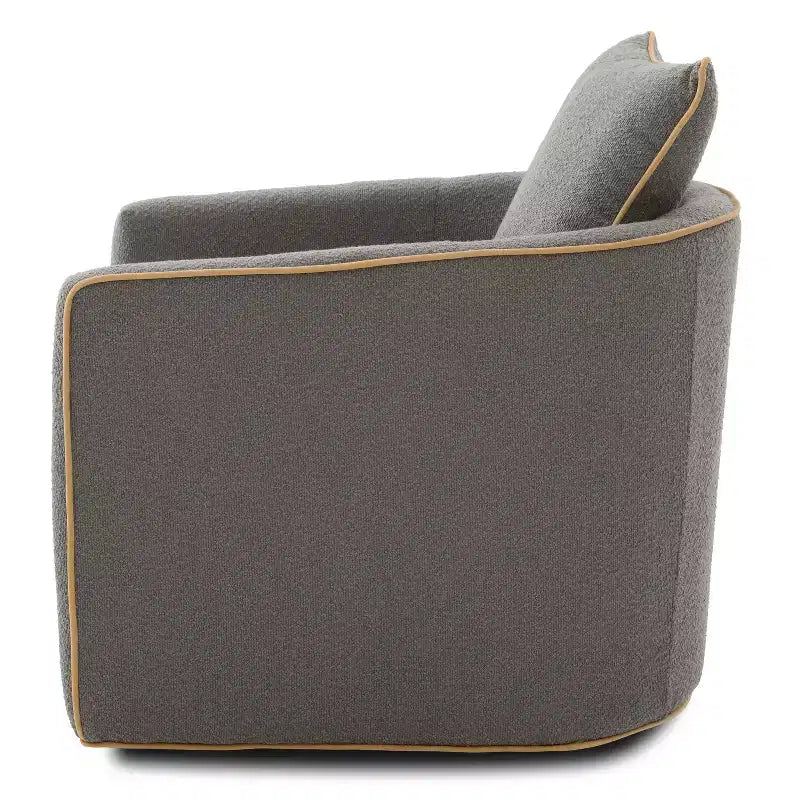 Poltrona moderna girevole a 360° rivestita in tessuto Bouclé con base in ferro