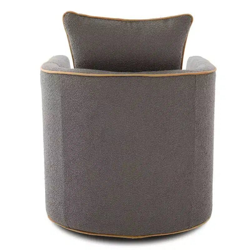 Poltrona moderna girevole a 360° rivestita in tessuto Bouclé con base in ferro