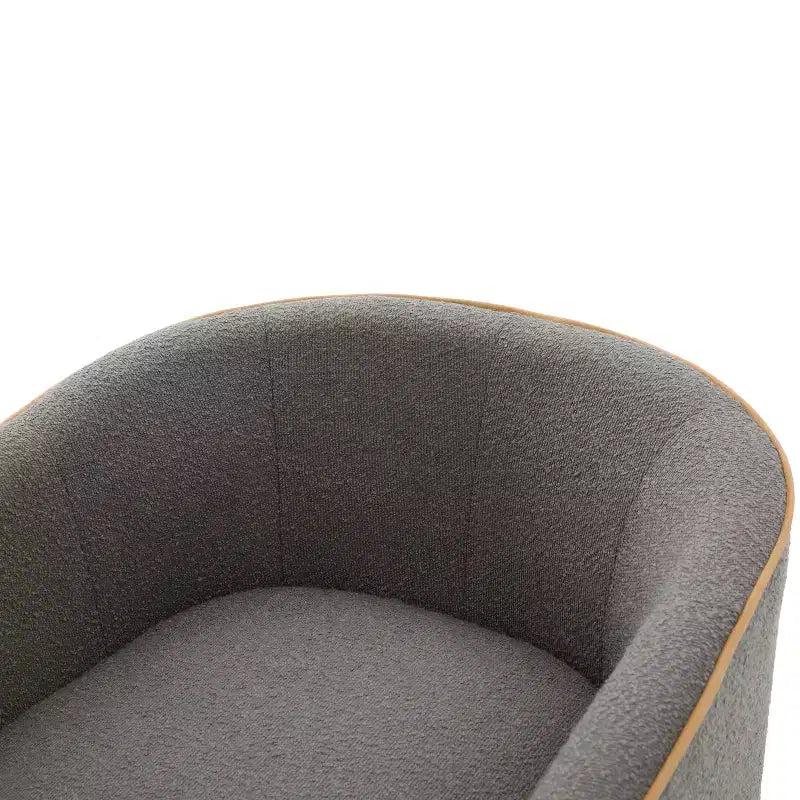 Poltrona moderna girevole a 360° rivestita in tessuto Bouclé con base in ferro