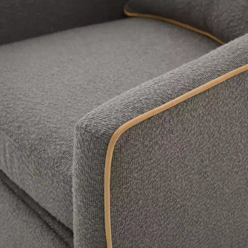 Poltrona moderna girevole a 360° rivestita in tessuto Bouclé con base in ferro