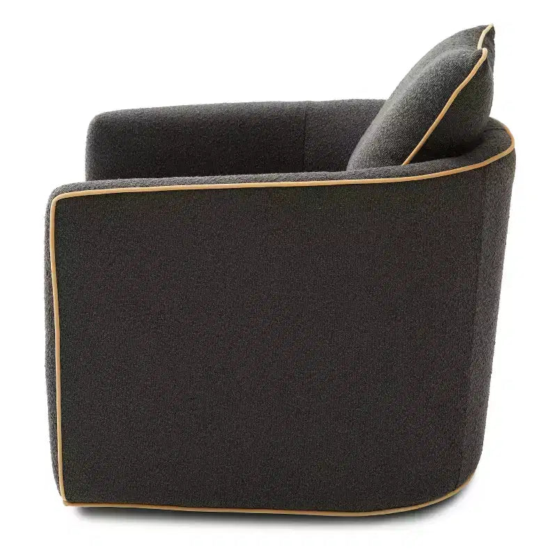 Modern Iron Boucle Upholstered 360 Swivel Accent Chair
