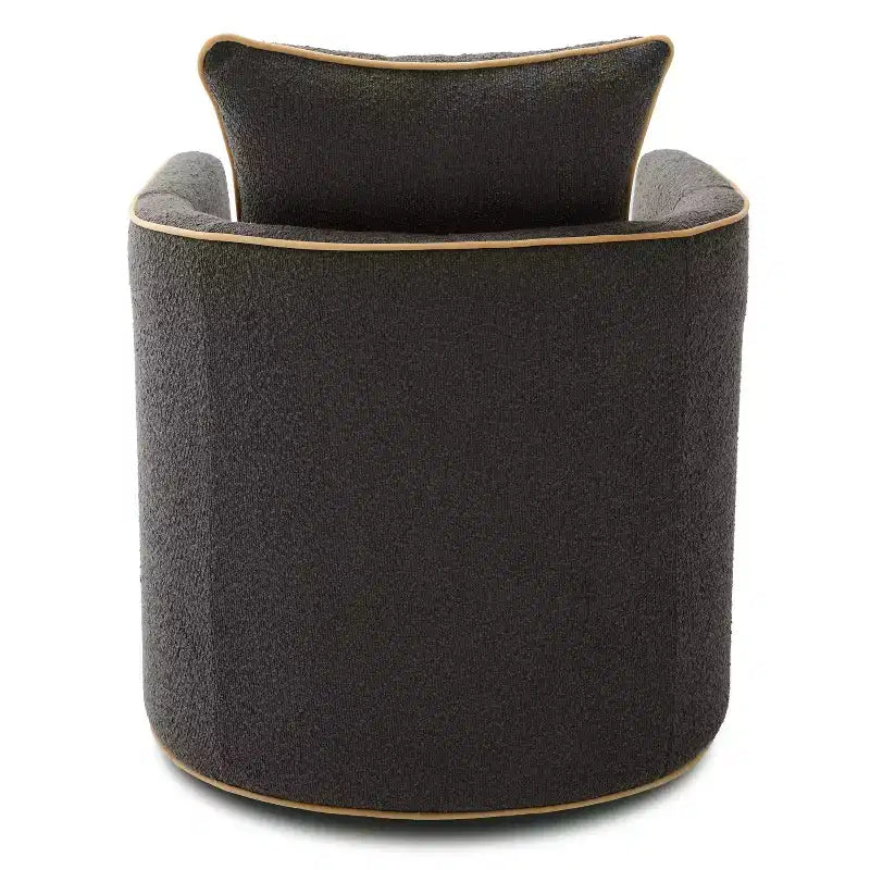 Poltrona moderna girevole a 360° rivestita in tessuto Bouclé con base in ferro