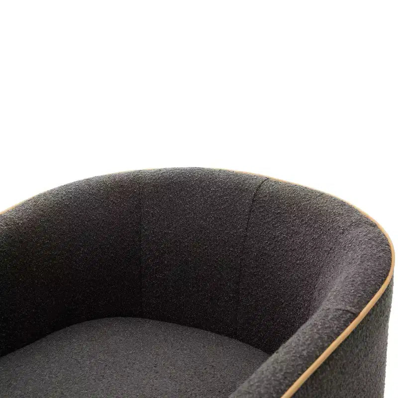 Poltrona moderna girevole a 360° rivestita in tessuto Bouclé con base in ferro