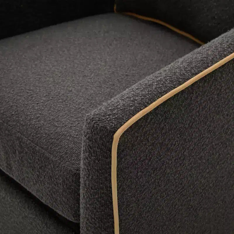 Poltrona moderna girevole a 360° rivestita in tessuto Bouclé con base in ferro
