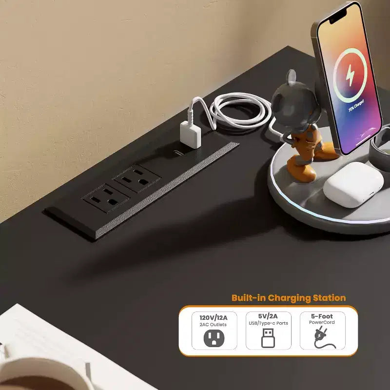 Cassettiera a 9 cassetti con porte e prese, comò e porta TV largo 160 cm, armadietto contenitore per camera da letto