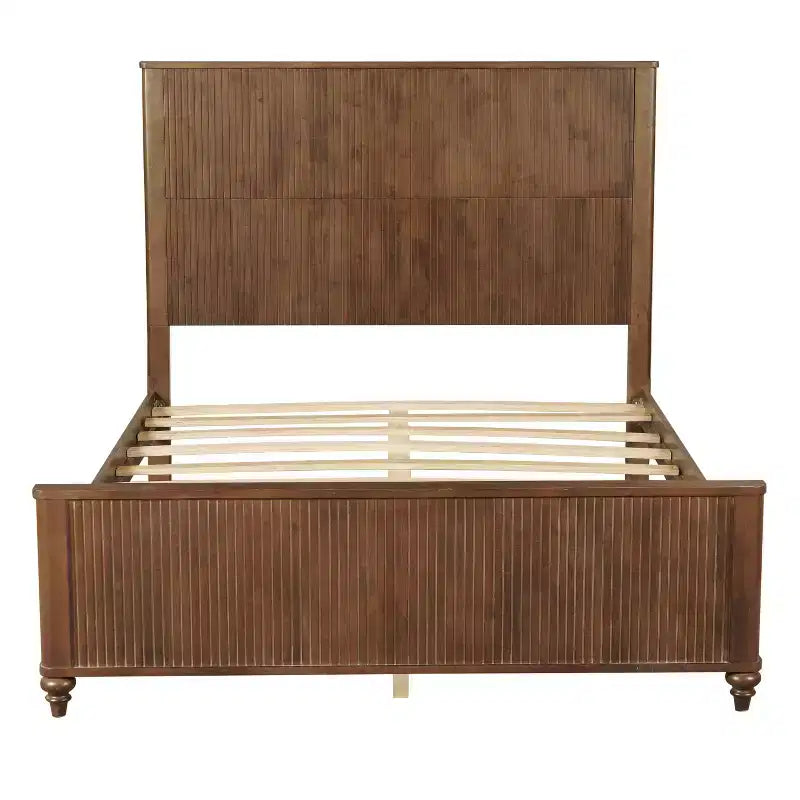 Modern Wooden Bed Frame with Headboard and Footboard