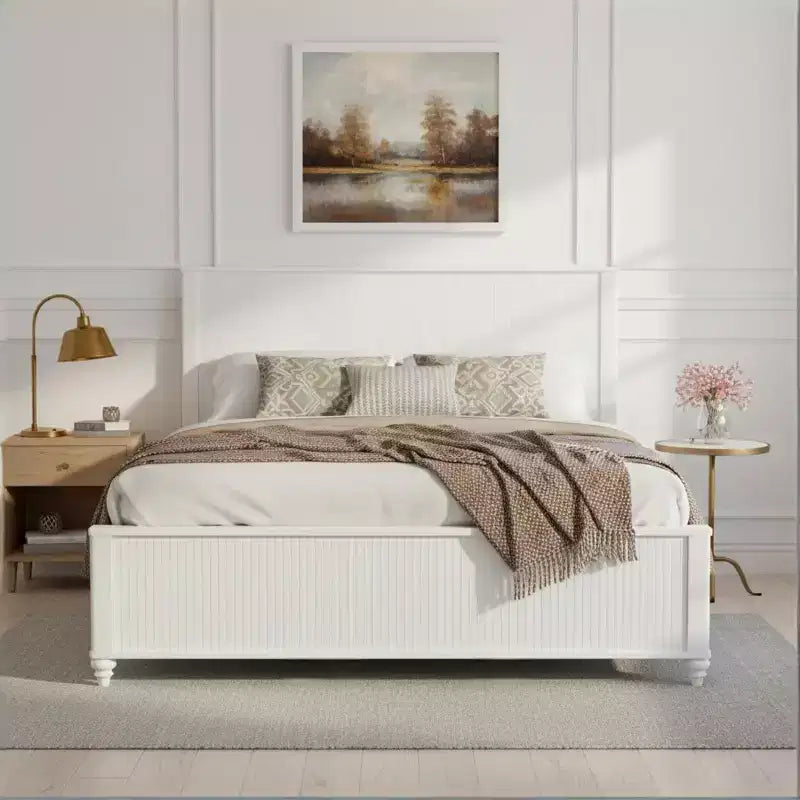 Modern Wooden Bed Frame with Headboard and Footboard