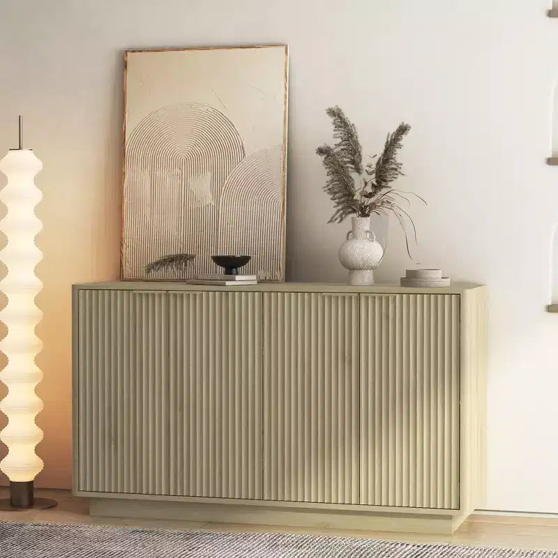 Modern Wooden Sideboard with Storage Space, Recessed Side Cabinet, Large Sideboard with Adjustable Shelves