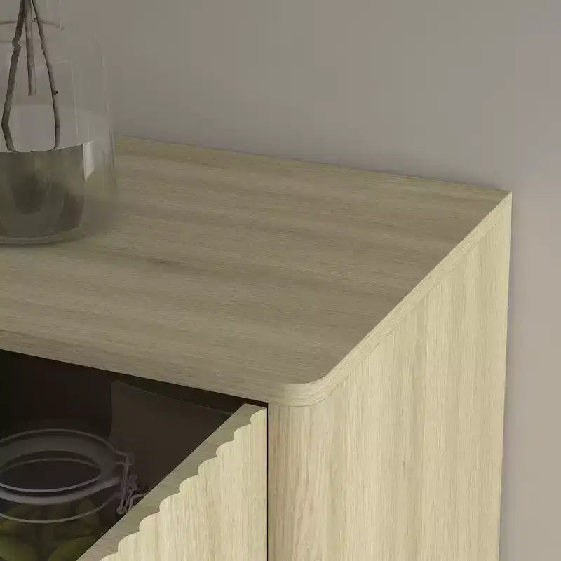 Madia moderna in legno con spazio contenitore, mobile laterale a incasso, madia grande con ripiani regolabili