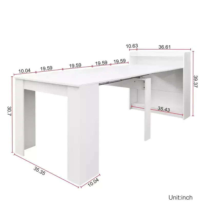 Wooden Dining Table for 6-8, Extendable Console Table with Storage, Space-Saving & Versatile Table for Living Room, Small Space, Apartment