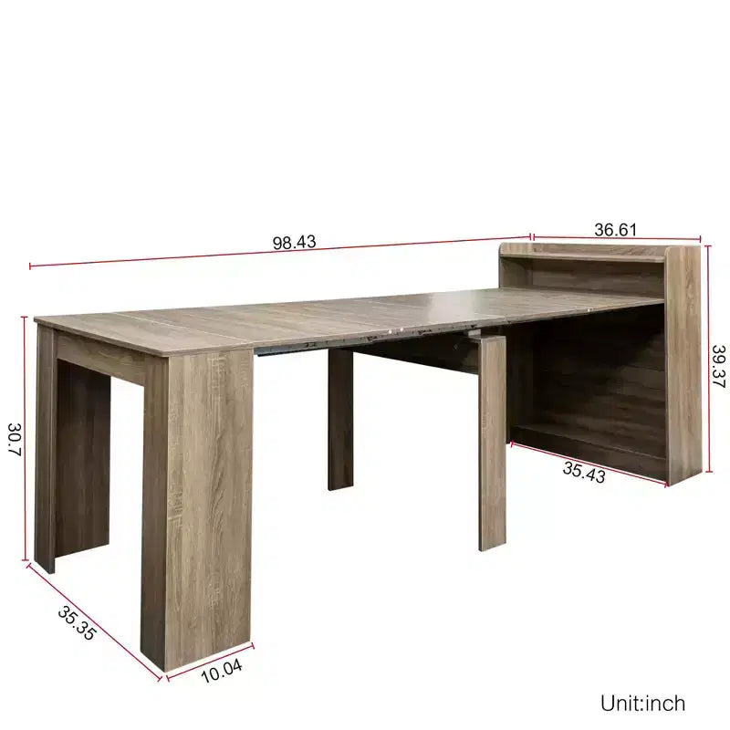 Wooden Dining Table for 6-8, Extendable Console Table with Storage, Space-Saving & Versatile Table for Living Room, Small Space, Apartment