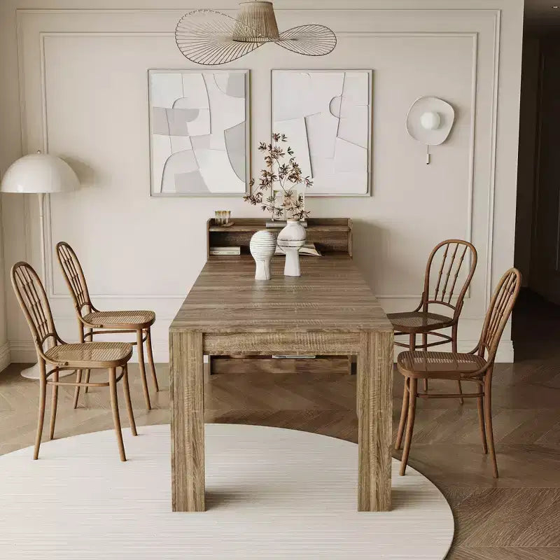Wooden Dining Table for 6-8, Extendable Console Table with Storage, Space-Saving & Versatile Table for Living Room, Small Space, Apartment