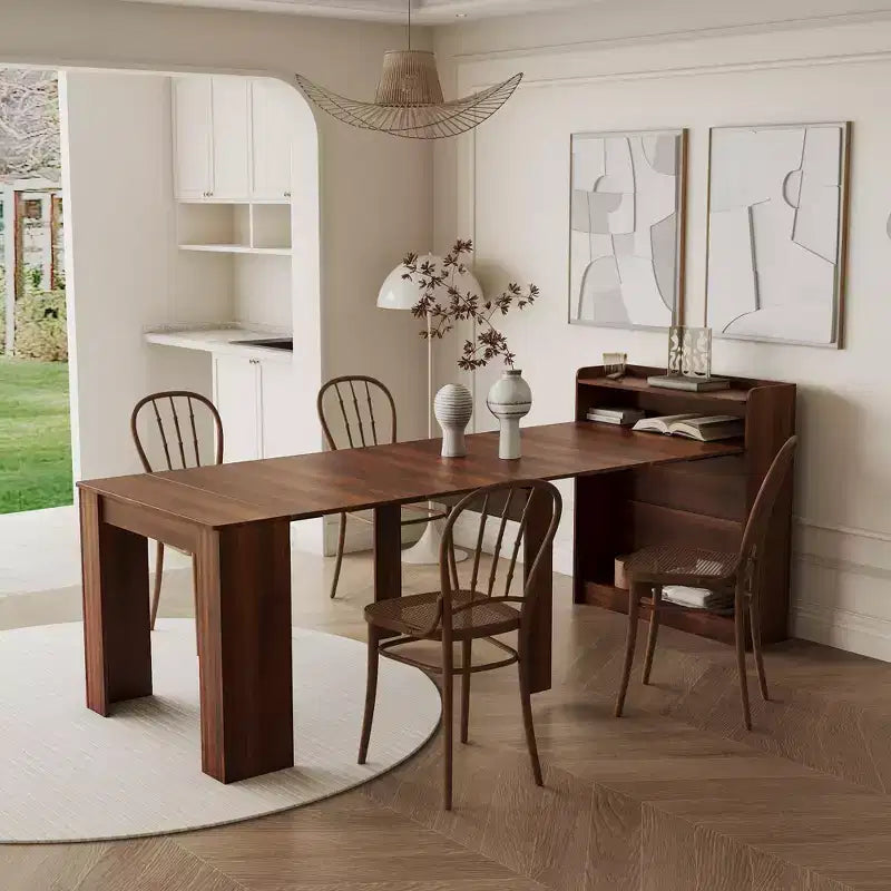 Wooden Dining Table for 6-8, Extendable Console Table with Storage, Space-Saving & Versatile Table for Living Room, Small Space, Apartment