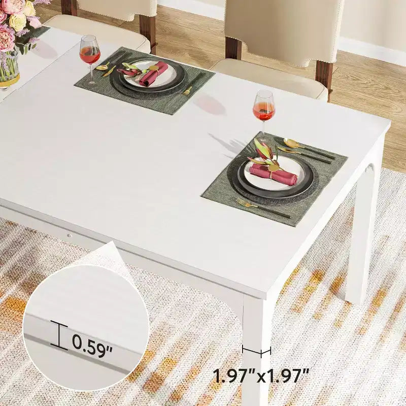 78-Inch White Dining Table for 6-8 People, Large Long Rectangle Kitchen Dinner Table for Dining Room
