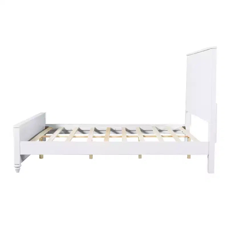 Struttura Letto a Piattaforma Queen/King Size con Testiera e Pediera, Pannelli Scanalati, Noce/Bianco