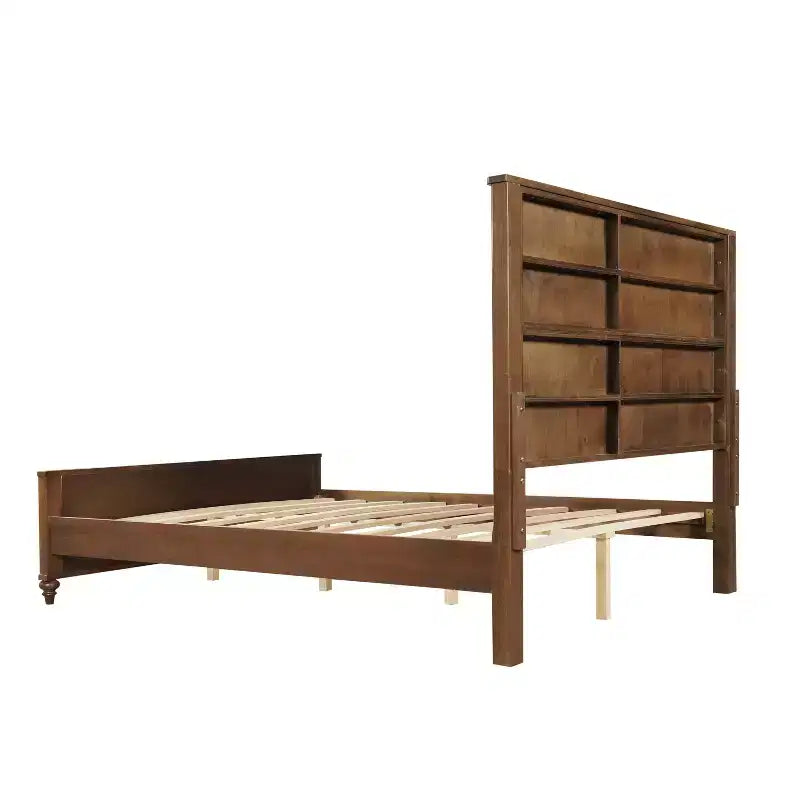 Struttura Letto a Piattaforma Queen/King Size con Testiera e Pediera, Pannelli Scanalati, Noce/Bianco