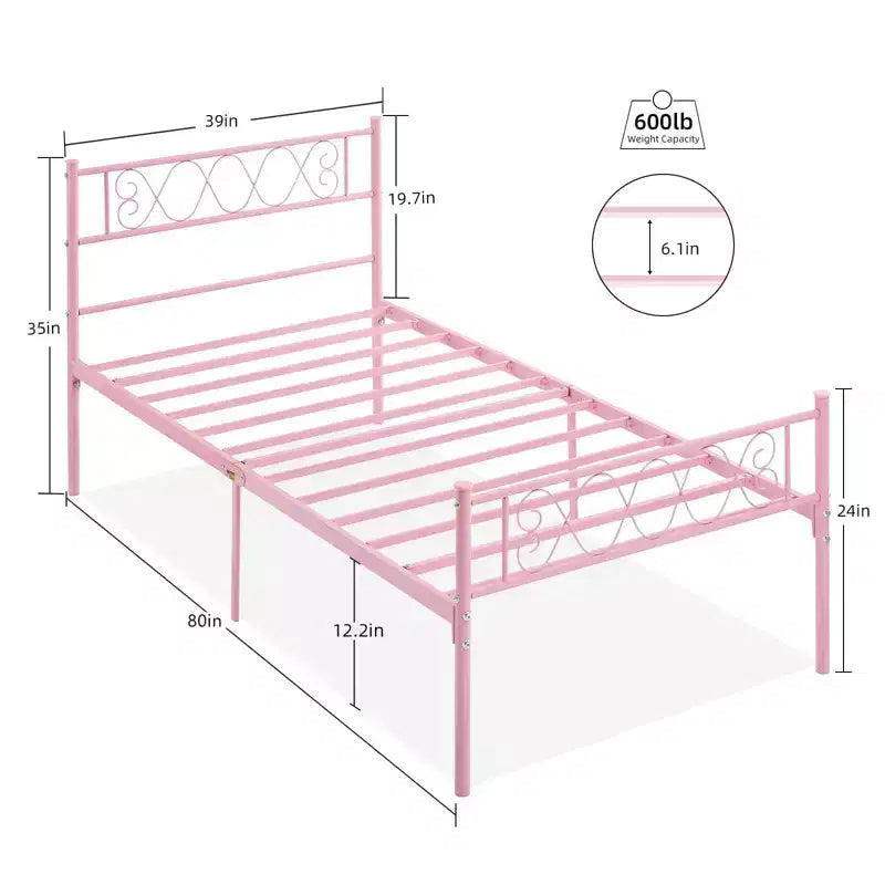 Struttura letto matrimoniale in metallo, con testiera e pediera, design classico in ferro battuto